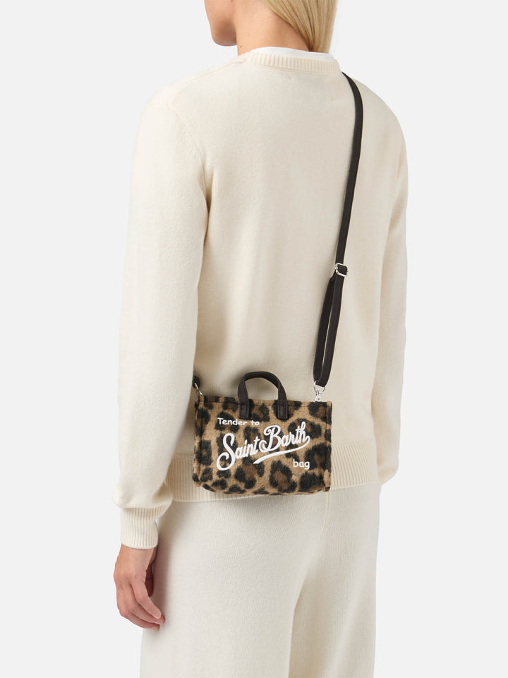 Mini-Handytasche aus Filz in Leopardenmuster-Wollmischung