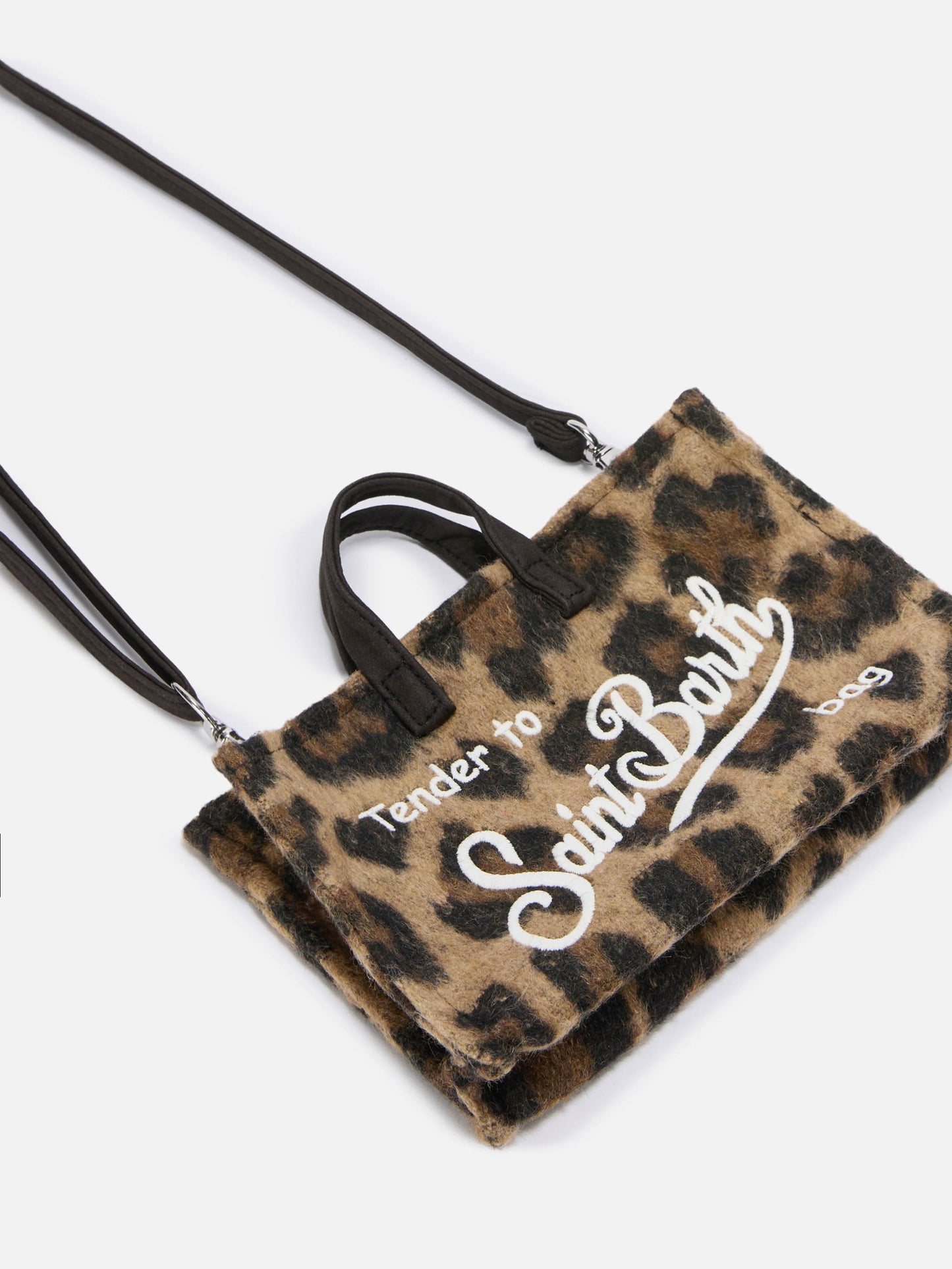 Mini Phone Bag Felt in leopard-print wool blend