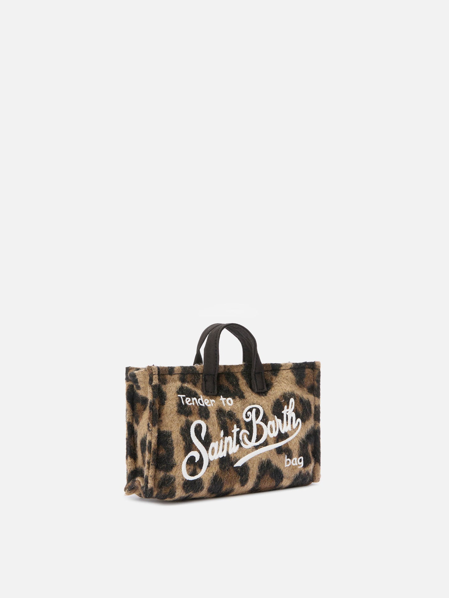 Mini Phone Bag Felt in leopard-print wool blend