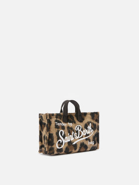 Mini Phone Bag Felt in leopard-print wool blend