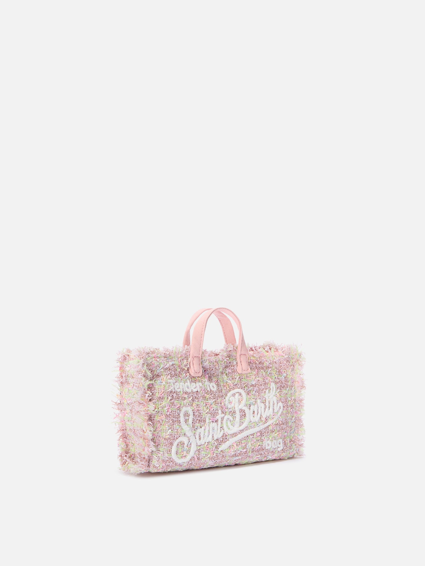 Mini-Handytasche aus rosa Lurex-Tweed