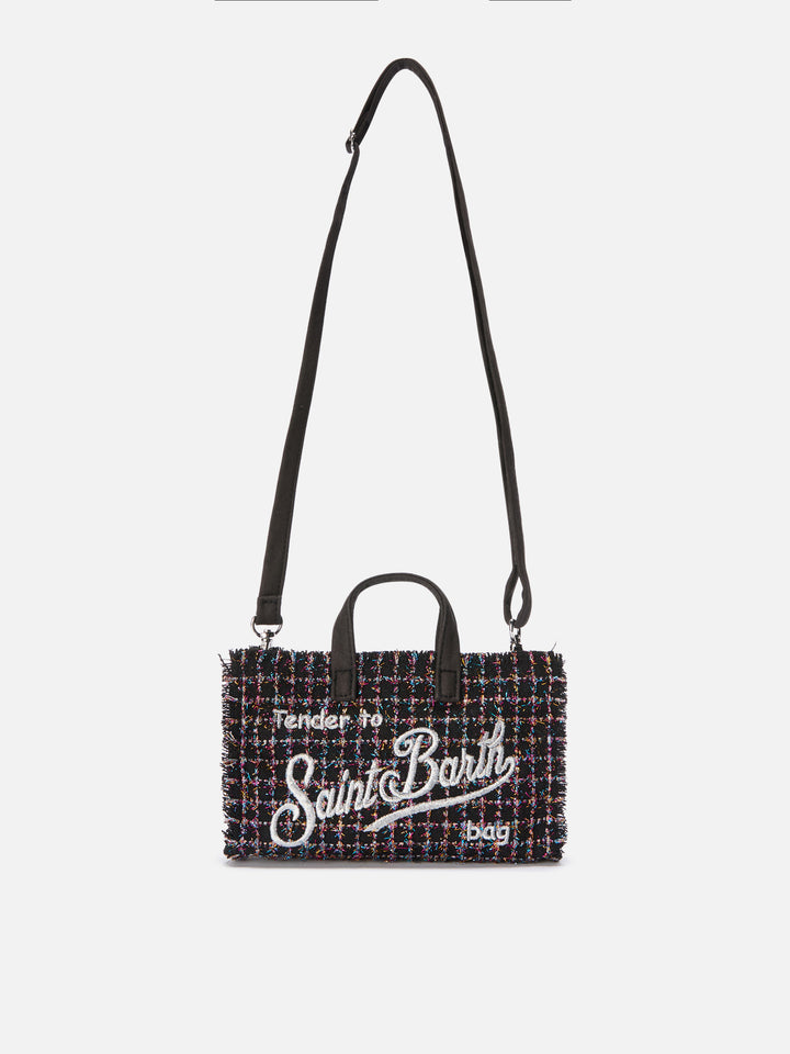 Mini Phone Bag Tweed en tweed lurex negro 