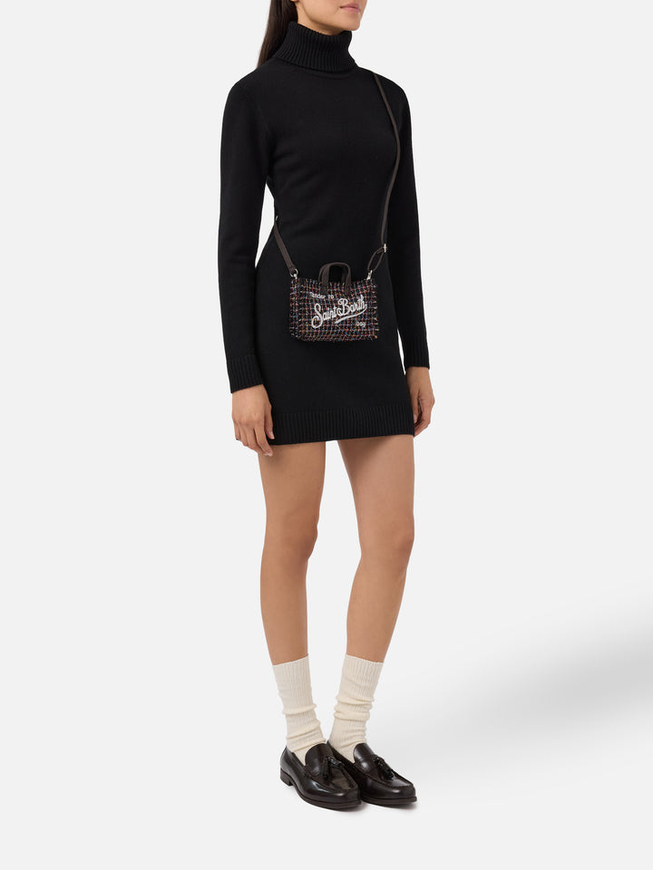 Mini Phone Bag Tweed en tweed lurex negro 