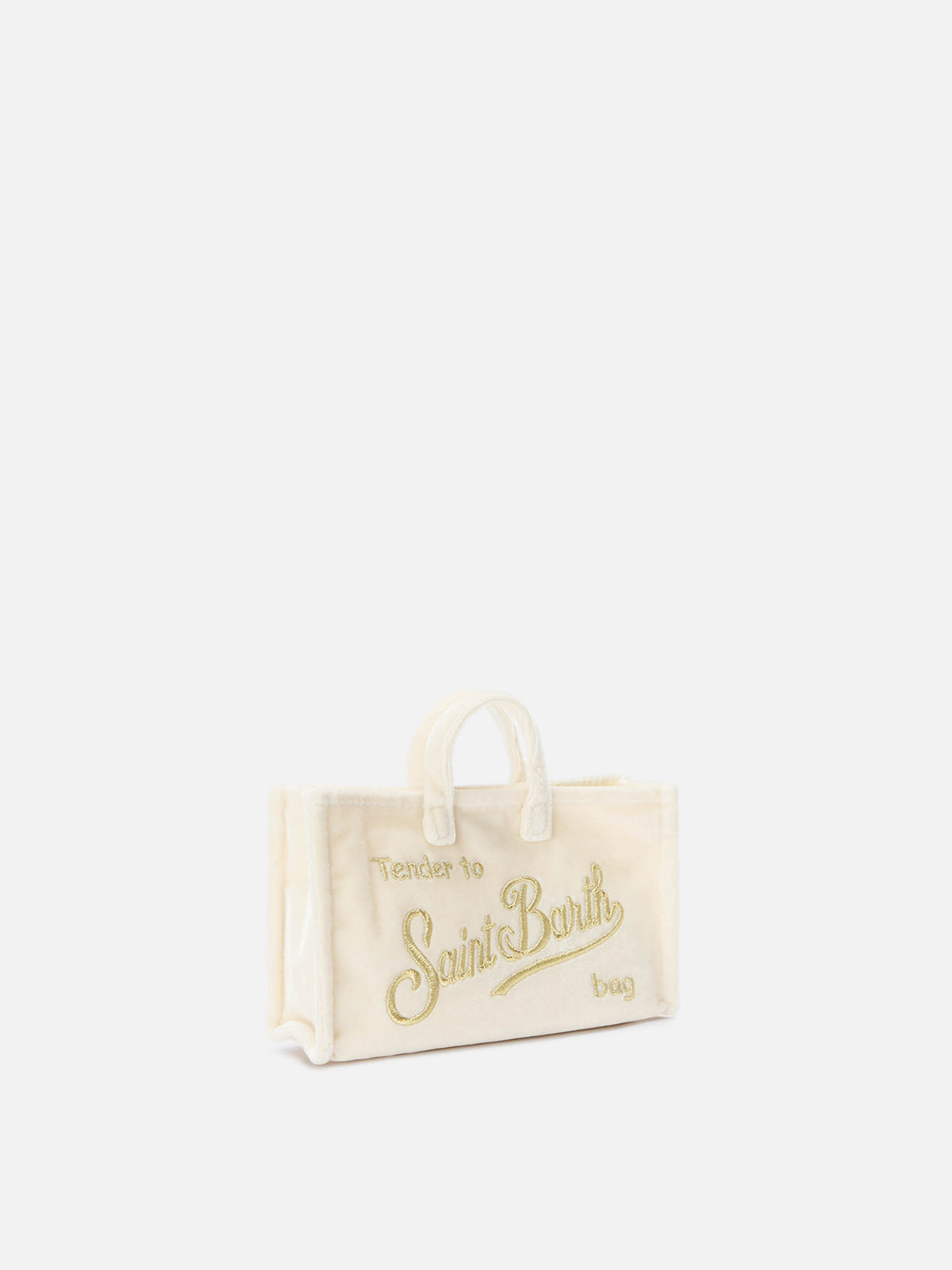 Phone Bag panna in velluto con ricamo logo