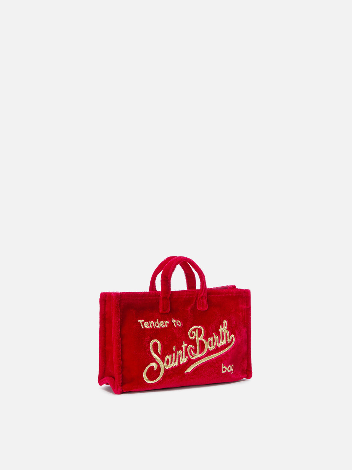 Red Phone Bag in velvet with logo embroidery