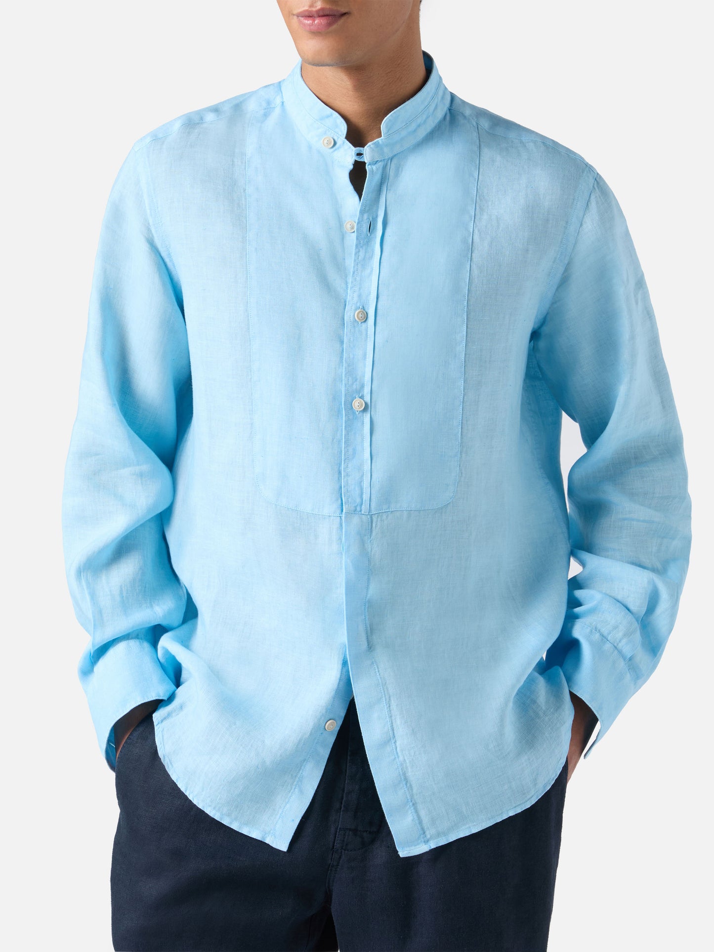 Camicia Pierre in lino azzurro