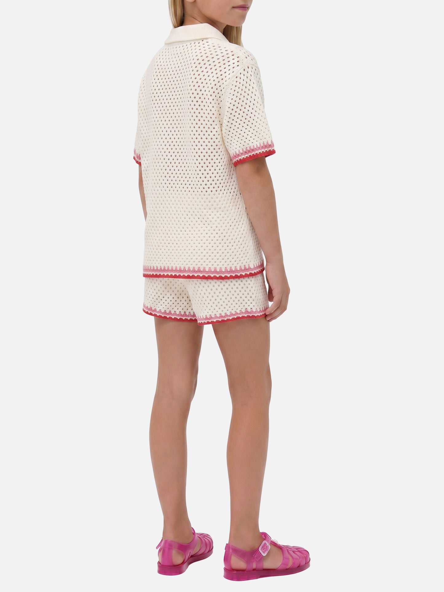 Yvette Jr cotton blend shorts in white with embroidered patches