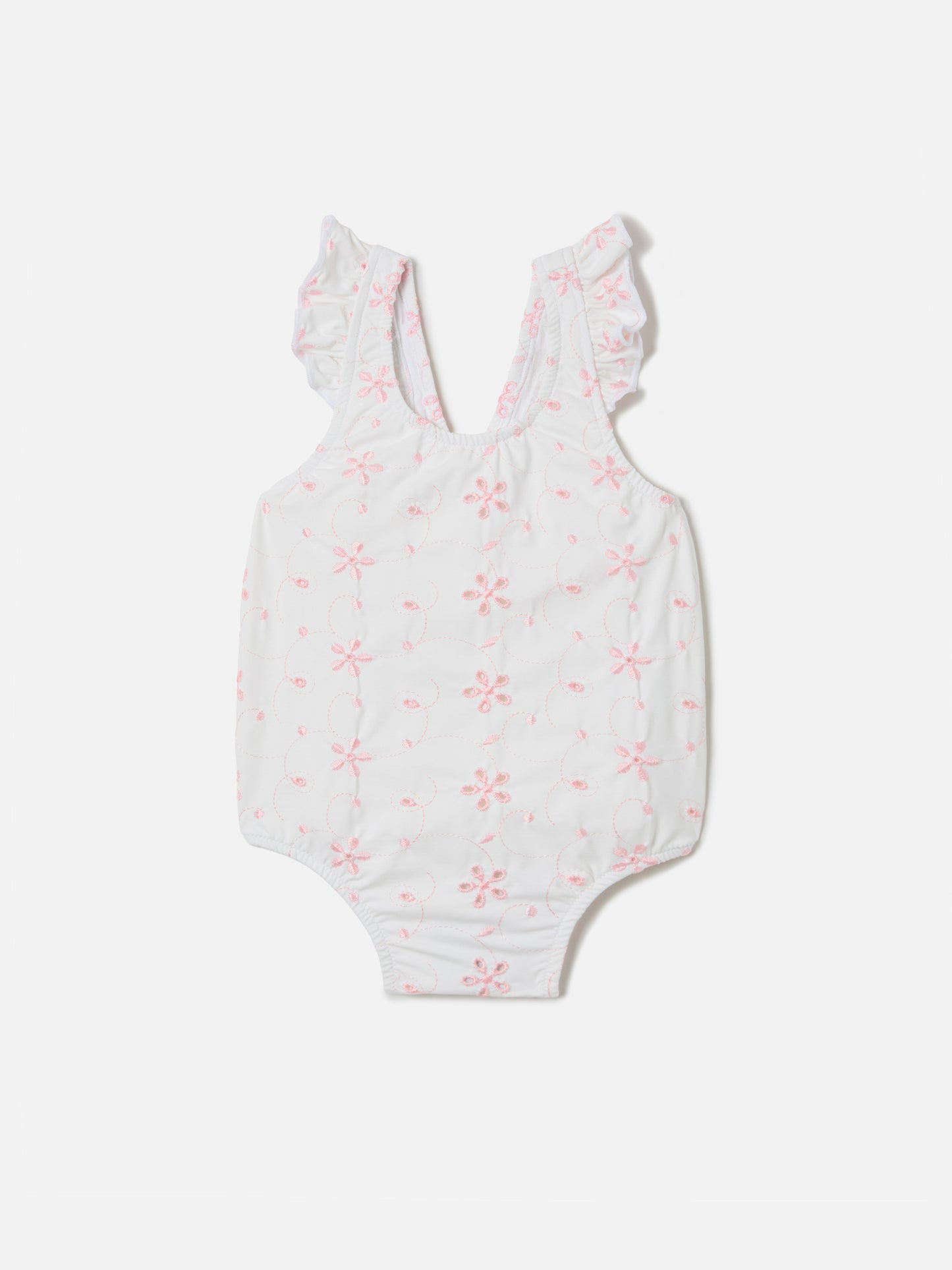 Pinkie one-piece swimsuit in embroidered sangallo