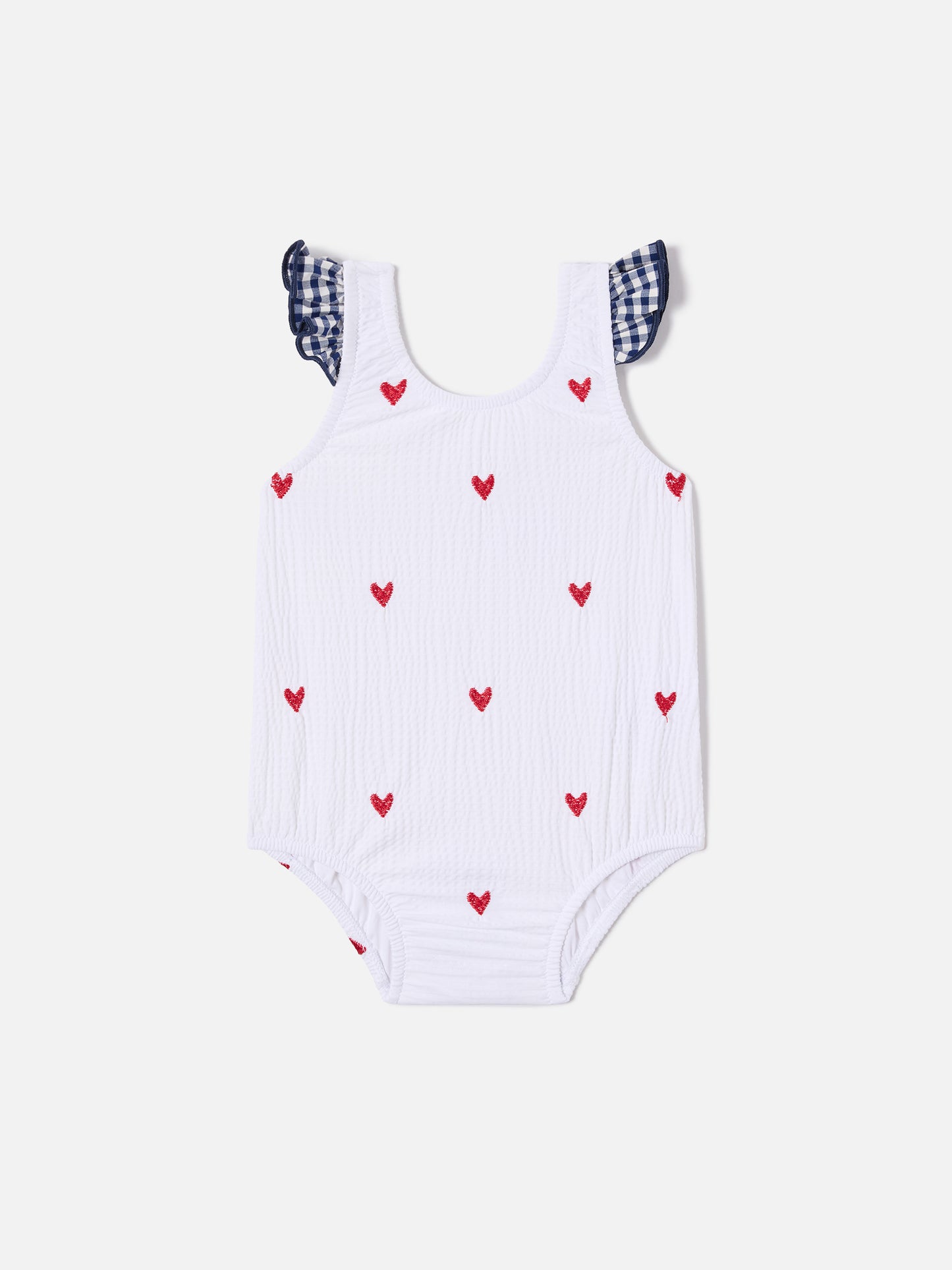 Maillot de bain une pièce Pinkie en seersucker avec broderie cœur 