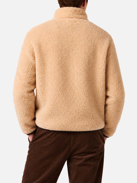 Veste en sherpa polaire avec imprimé montagne dégradé et patch 