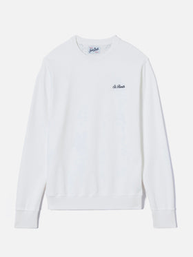 Weißes Ponza-Sweatshirt mit kontrastierender St. Barth-Stickerei 