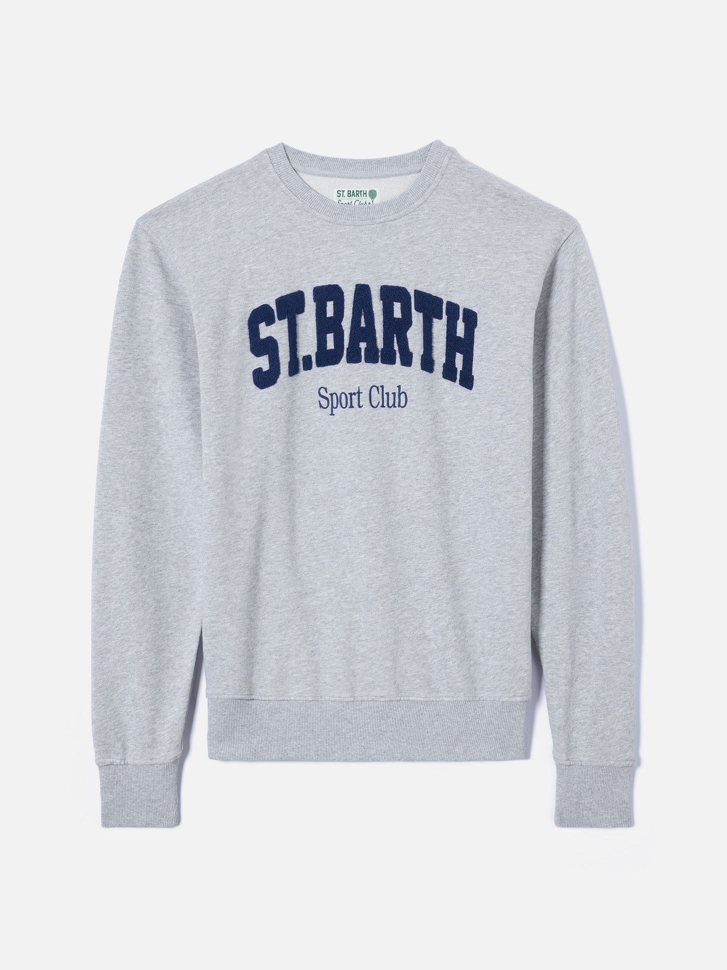 Felpa Ponza in cotone grigio con logo Sport Club effetto spugna