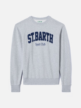 Felpa Ponza in cotone grigio con logo Sport Club effetto spugna