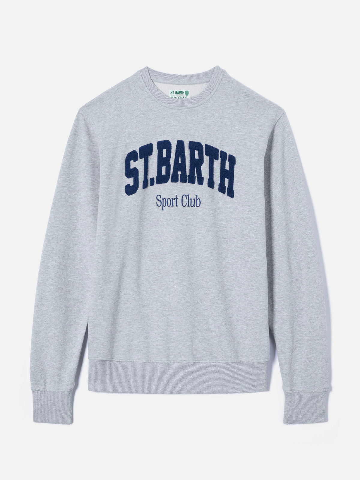 Graues Baumwoll-Sweatshirt Ponza mit Sport Club Logo in erhabenem Frottee-Effekt 