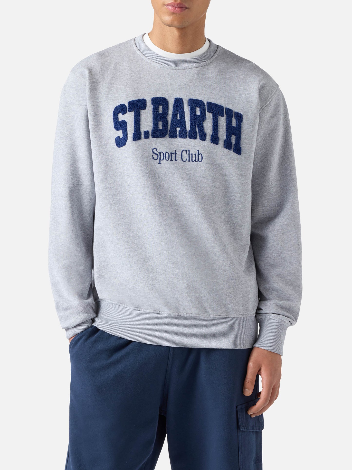 Felpa Ponza in cotone grigio con logo Sport Club effetto spugna
