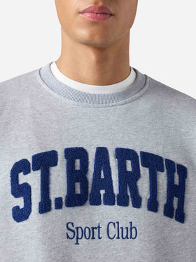 Felpa Ponza in cotone grigio con logo Sport Club effetto spugna