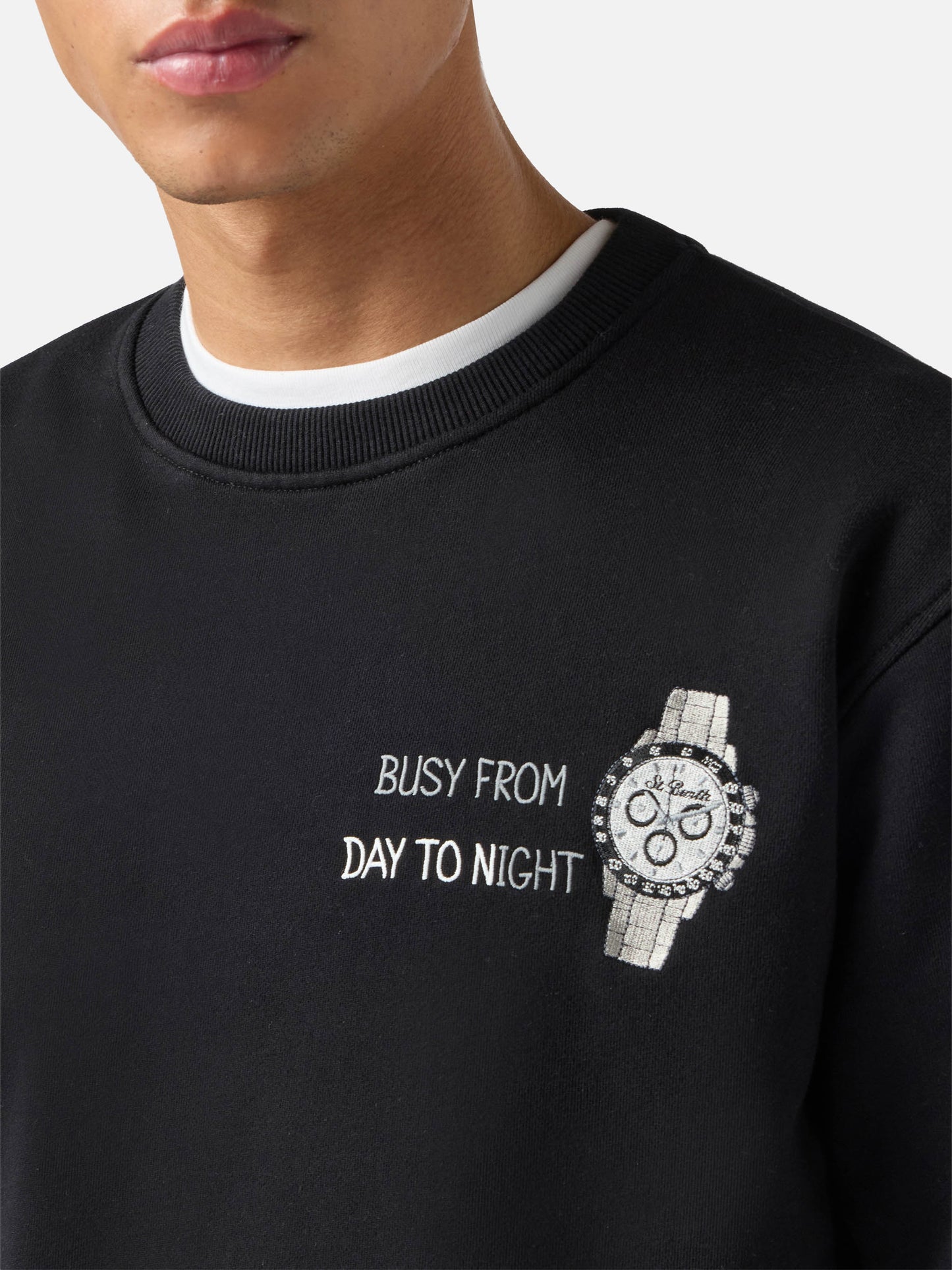 Sudadera Ponza negra con bordado Busy From Day To Night 