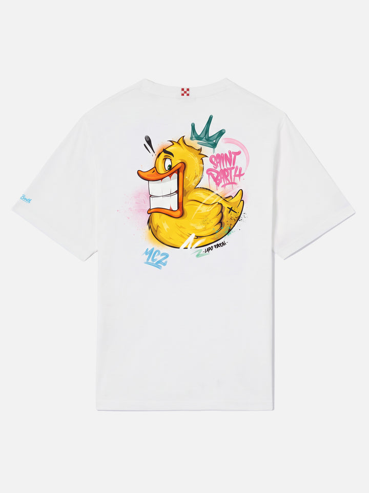 T-shirt Crypto duck en coton blanc Portofino | Édition spéciale 