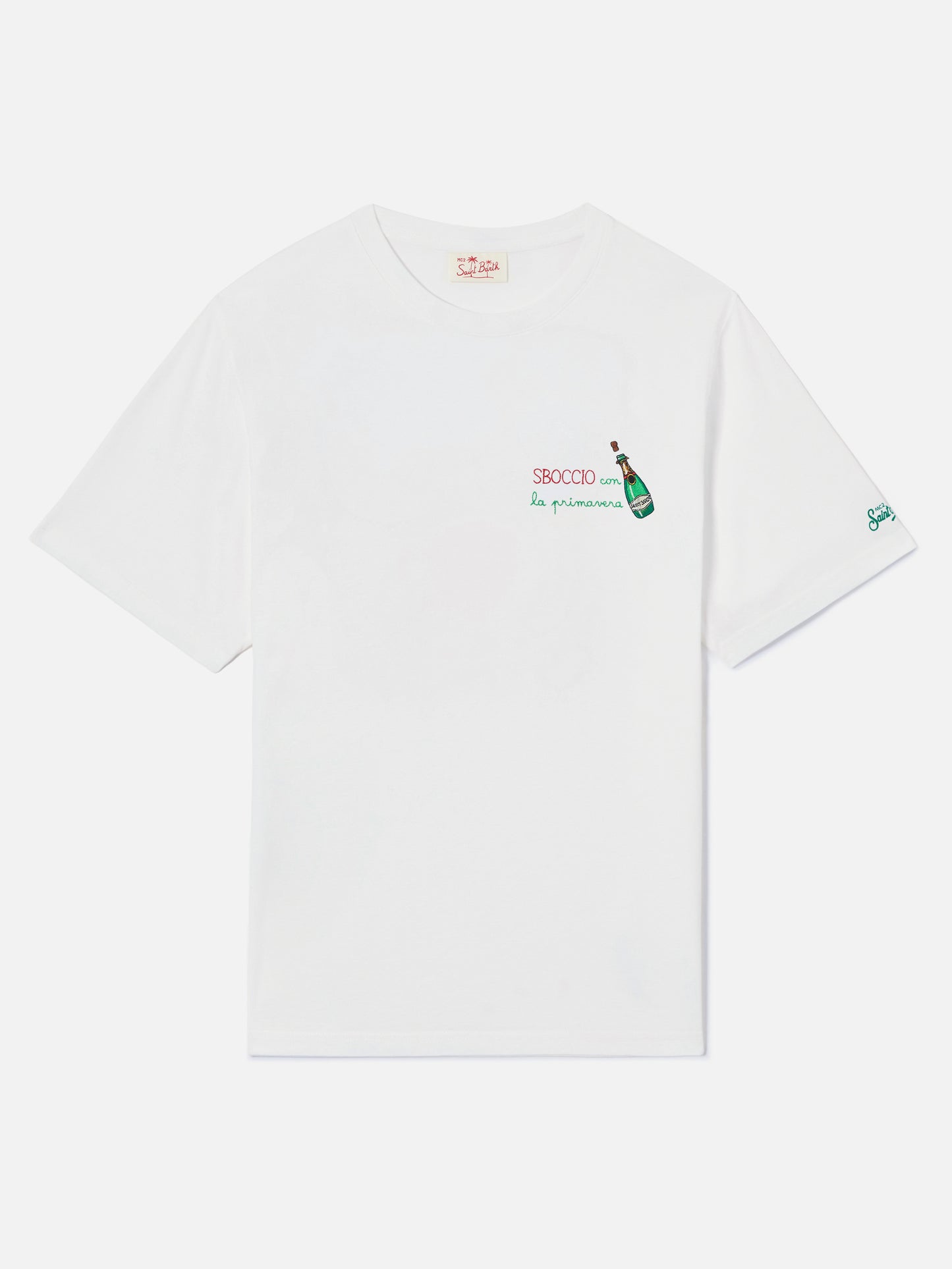 Camiseta Portofino blanca con bordado Sboccio Con La Primavera 