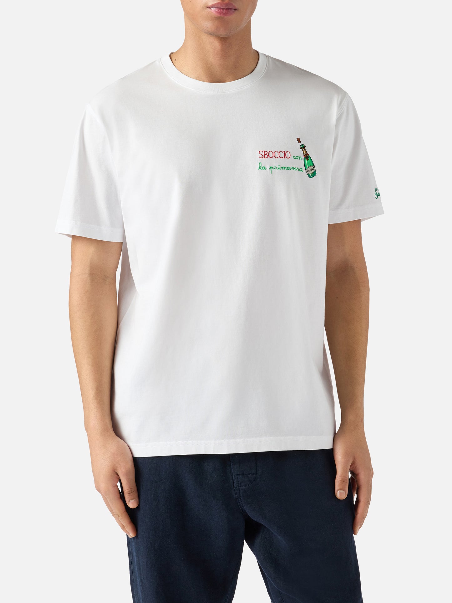 Camiseta Portofino blanca con bordado Sboccio Con La Primavera 