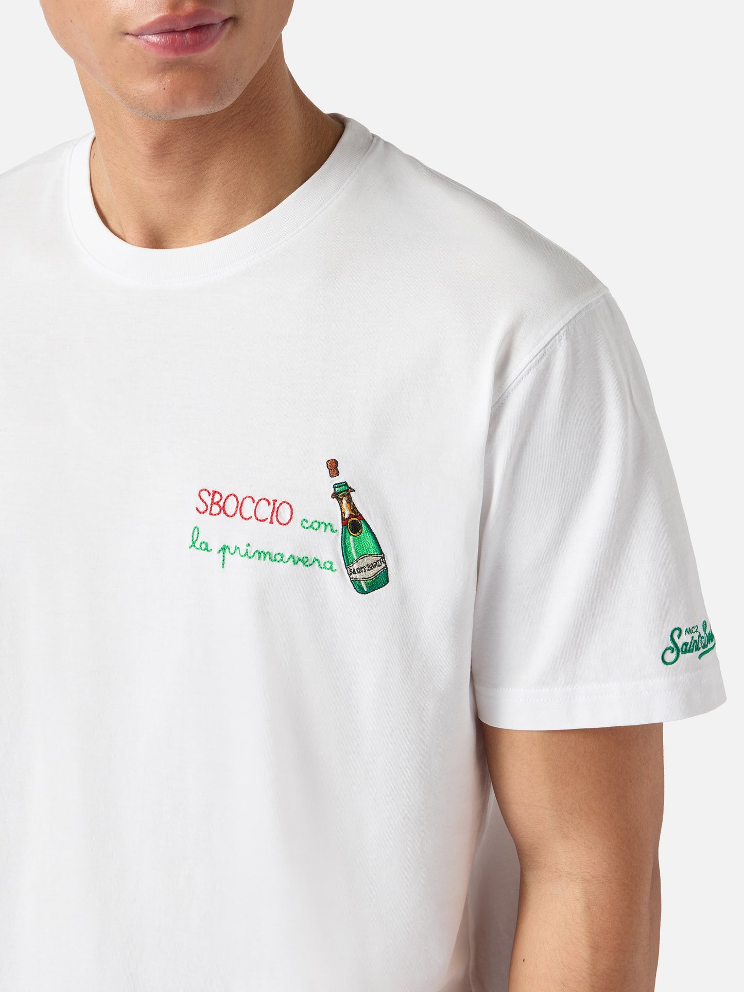 Camiseta Portofino blanca con bordado Sboccio Con La Primavera 