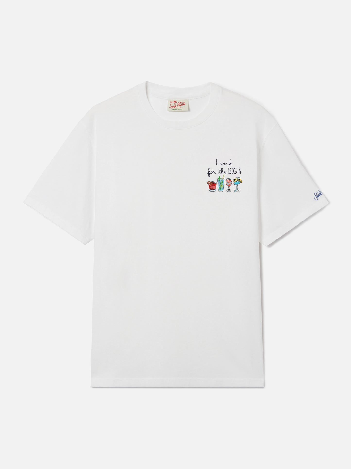 T-shirt Portofino blanc avec broderie I Work For The Big 4 