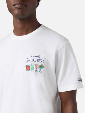 T-shirt Portofino blanc avec broderie I Work For The Big 4 