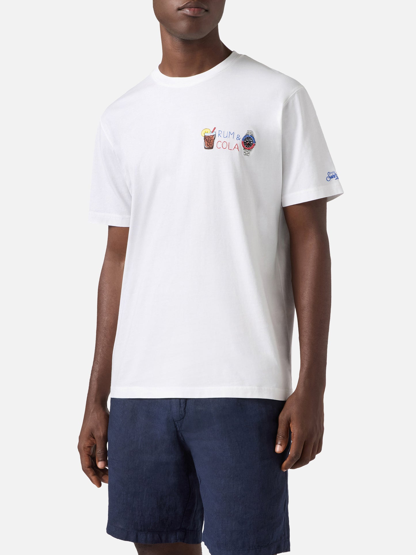 Camiseta Portofino blanca con bordado Rum E Cola 
