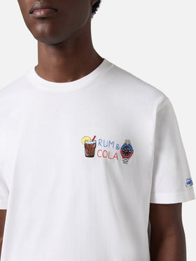 Camiseta Portofino blanca con bordado Rum E Cola 