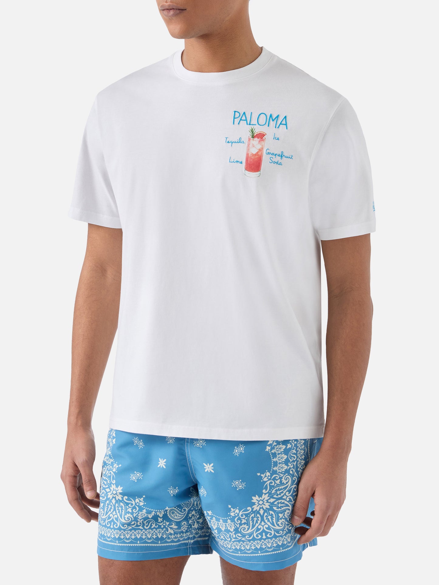White Portofino T-shirt with Paloma embroidery