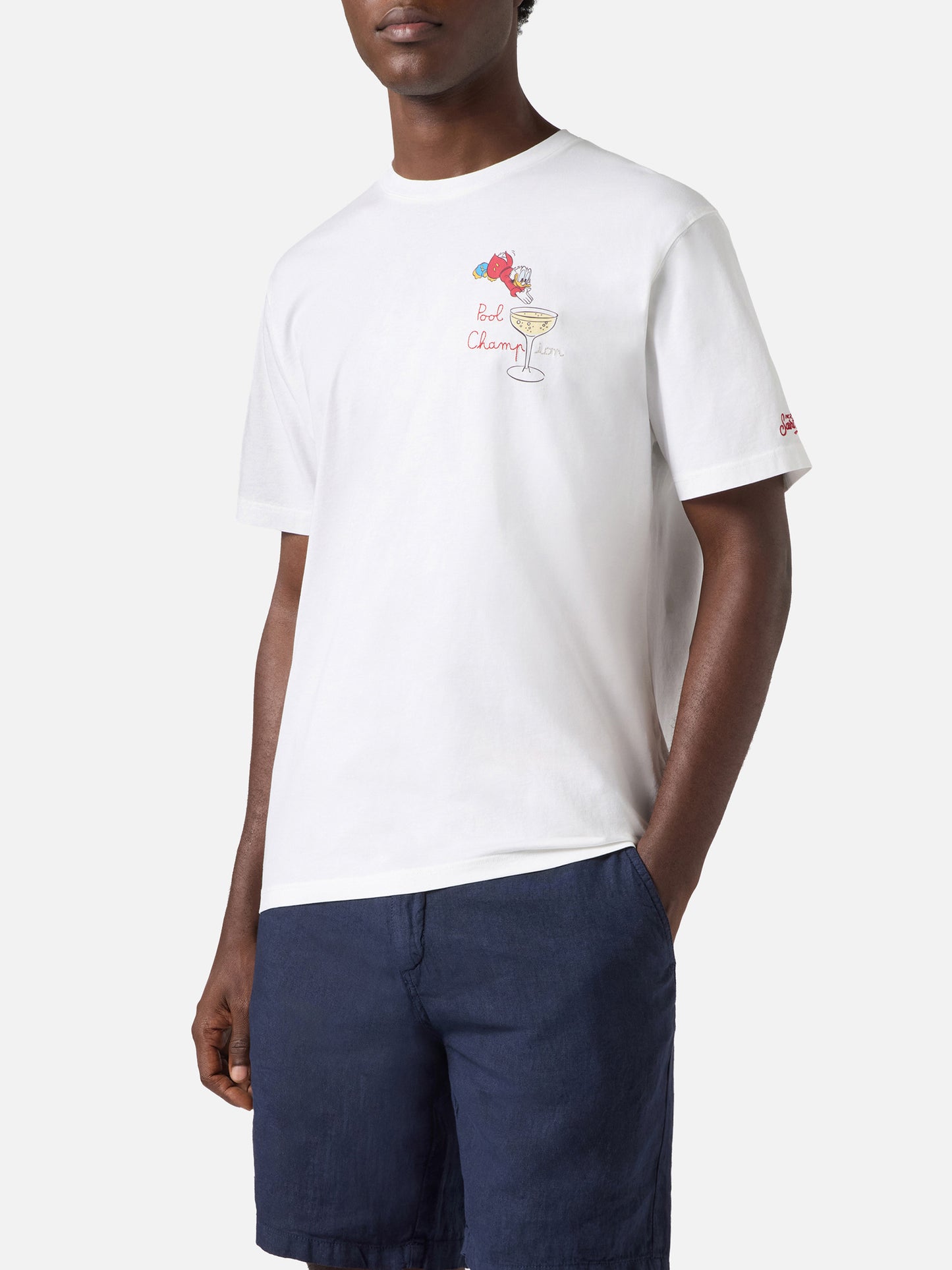 T-shirt Portofino blanc avec broderie Pool Champion | Édition Spéciale 