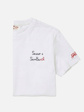 Classic fit cotton jersey t-shirt Portofino with Sesso e Sambarth embroidery