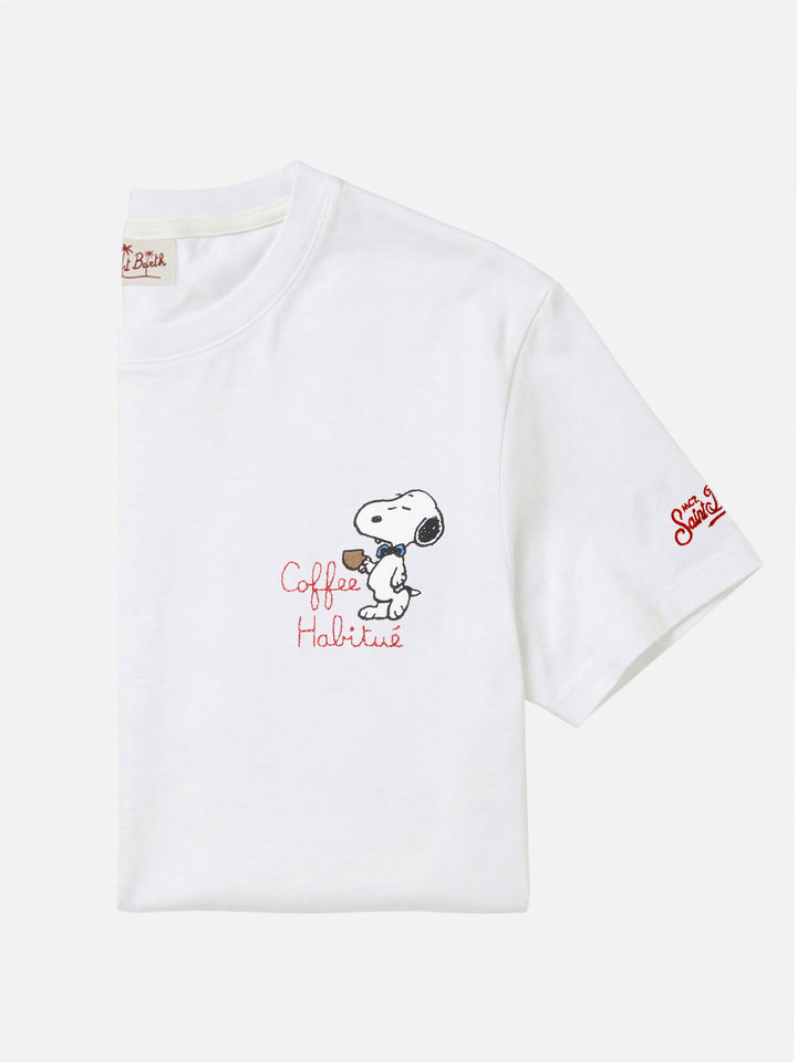 Camiseta Portofino blanca con bordado Coffee Habitué | Edición especial 
