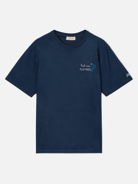 T-shirt Portofino blu con ricamo Real Men Play Padel