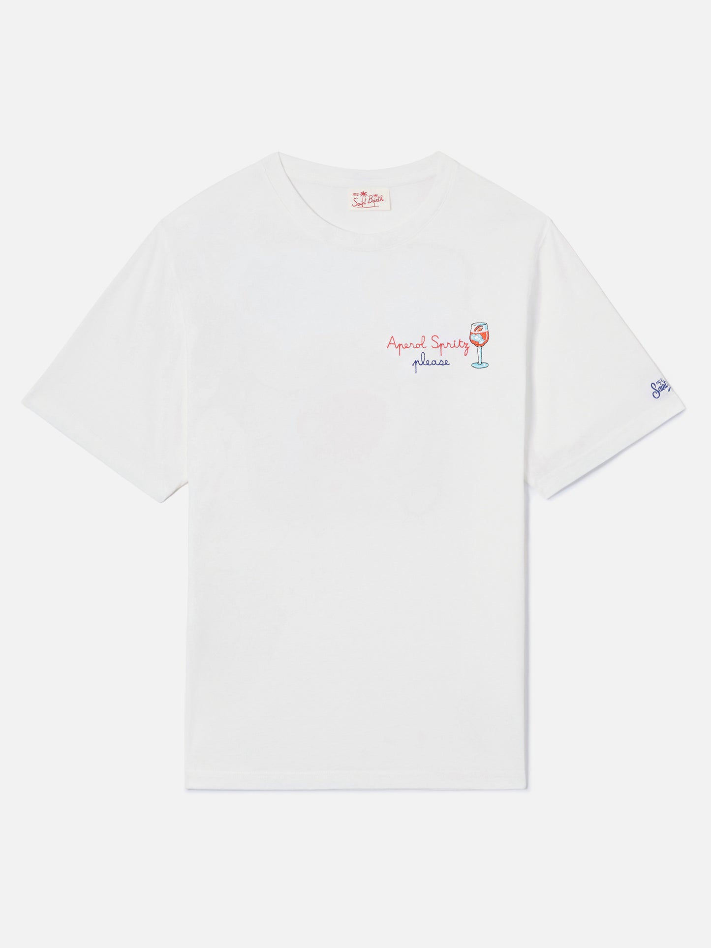 T-shirt Portofino blanc avec broderie Aperol Spritz Please | Édition spéciale 