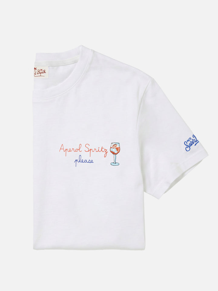 White Portofino T-shirt with Aperol Spritz Please embroidery | Special Edition