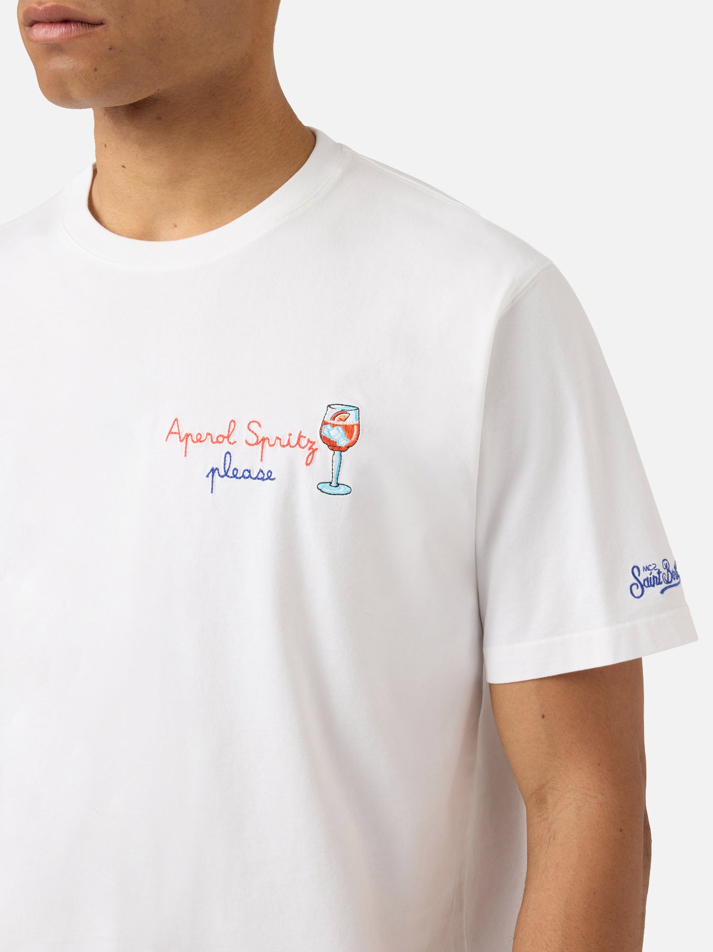 T-shirt Portofino blanc avec broderie Aperol Spritz Please | Édition spéciale 