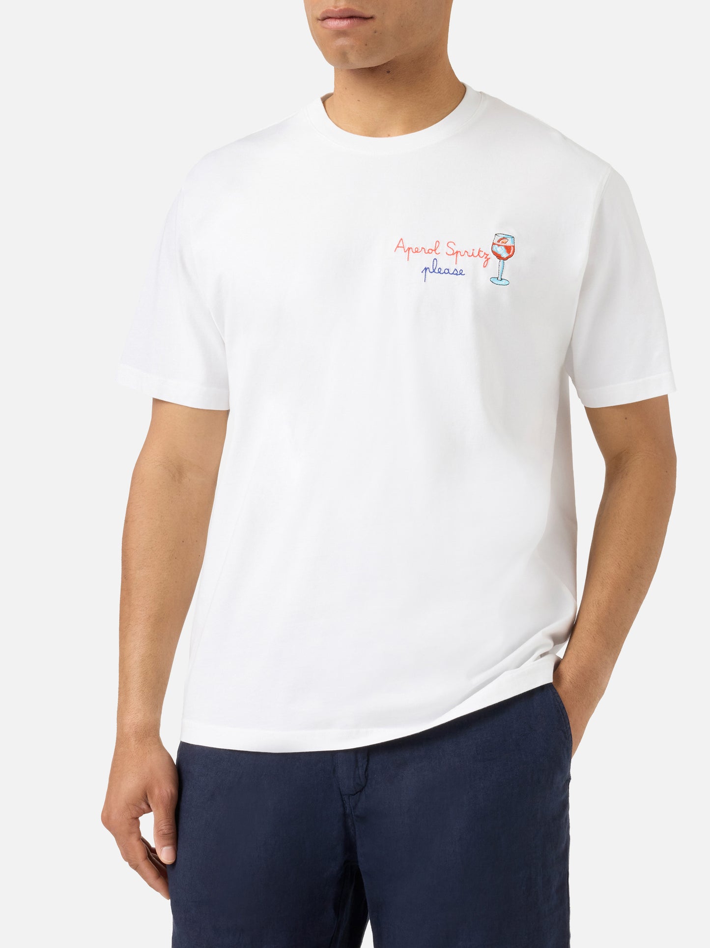 T-shirt Portofino blanc avec broderie Aperol Spritz Please | Édition spéciale 