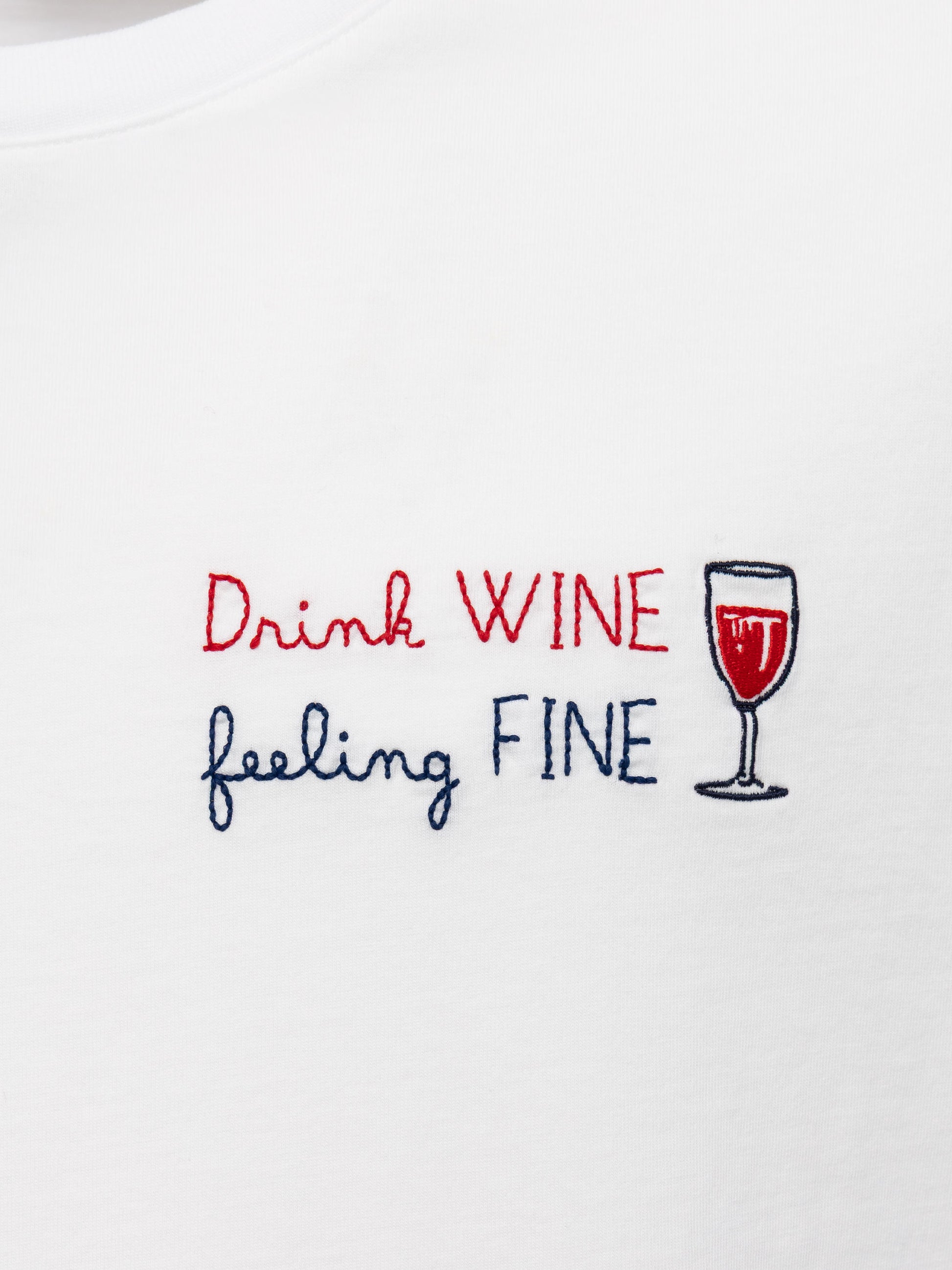 Classic fit cotton jersey t-shirt Portofino with Drink WINE feeling FINE embroidery - MC2 Saint Barth