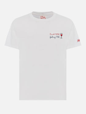 Classic fit cotton jersey t-shirt Portofino with Drink WINE feeling FINE embroidery - MC2 Saint Barth
