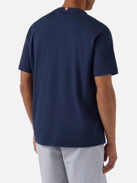 Camiseta Portofino azul marino con bordado de coche y I need money for 