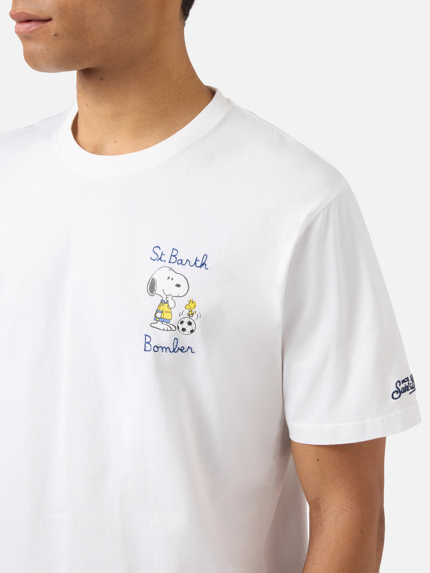 T-shirt Portofino blanc avec broderie St. Barth Bomber | Édition spéciale 
