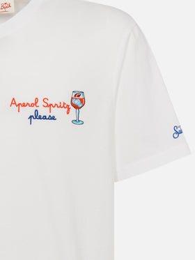 Classic fit cotton jersey t-shirt Portofino with Aperol Spritz, please embroidery | APEROL SPECIAL EDITION - MC2 Saint Barth