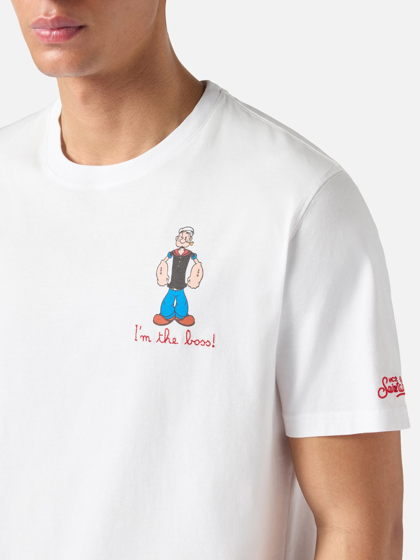 White Portofino T-shirt with I'm The Boss embroidery | Special Edition