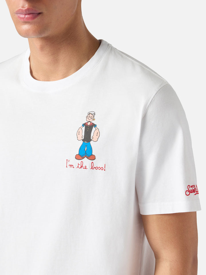 Weißes Portofino T-Shirt mit „I'm The Boss“-Stickerei | Special Edition 