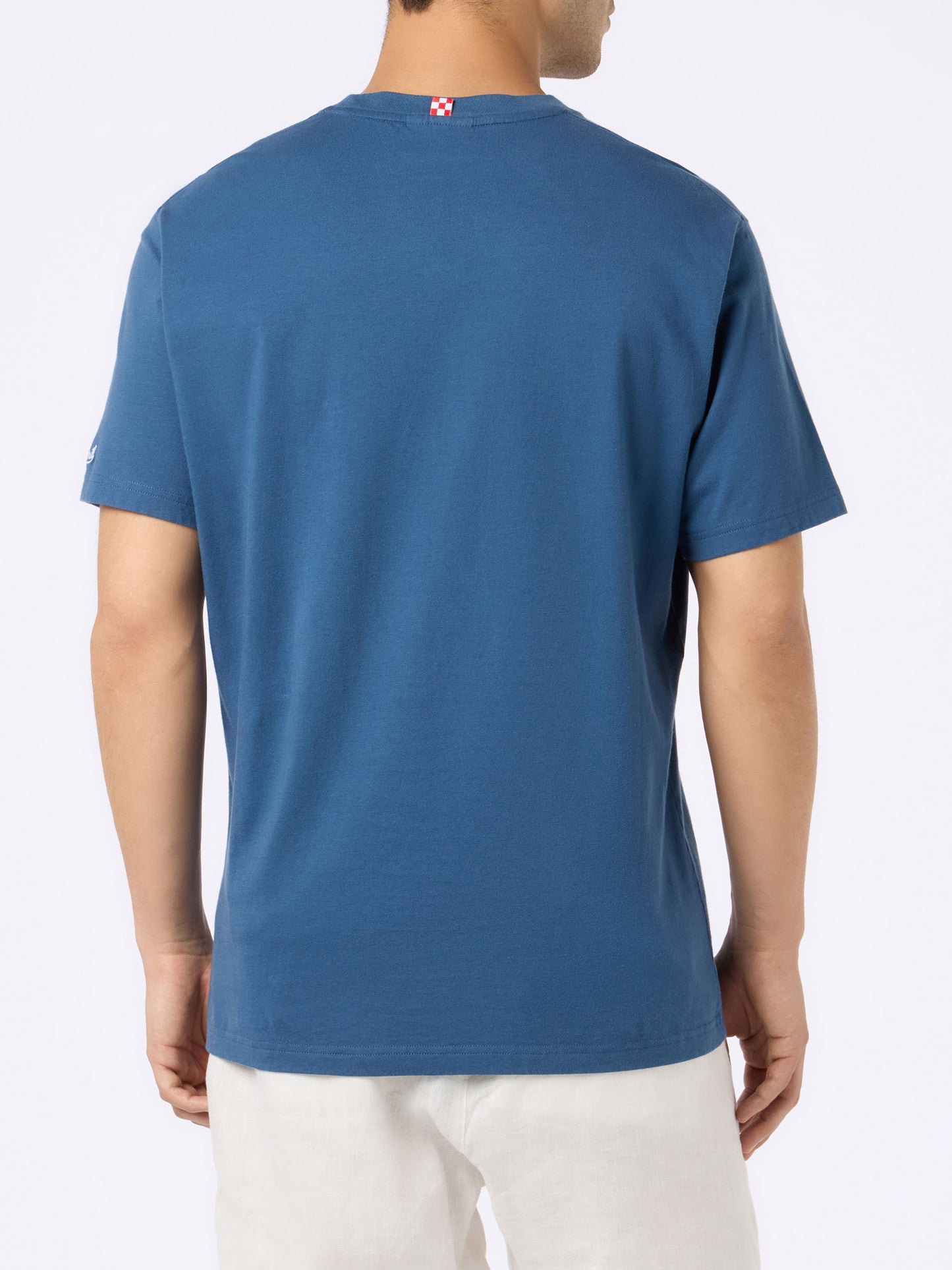Man classic fit cotton jersey t-shirt Portofino with Bocciato pure all'alcol test embroidery - MC2 Saint Barth