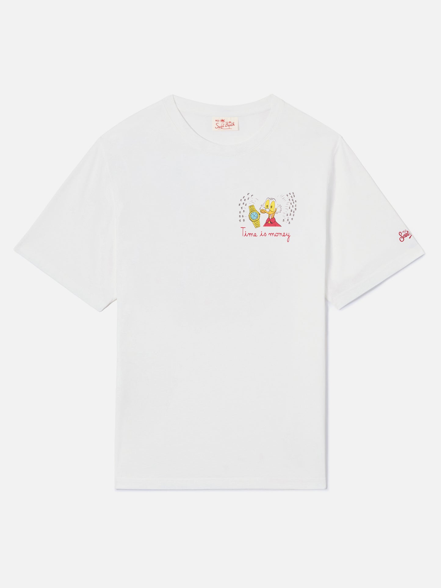 Camiseta Portofino blanca con bordado Time Is Money! | Edición Especial 
