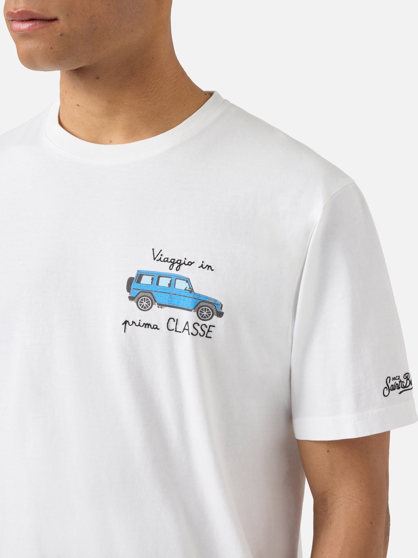 T-shirt Portofino blanc avec broderie Viaggio In Prima Classe 