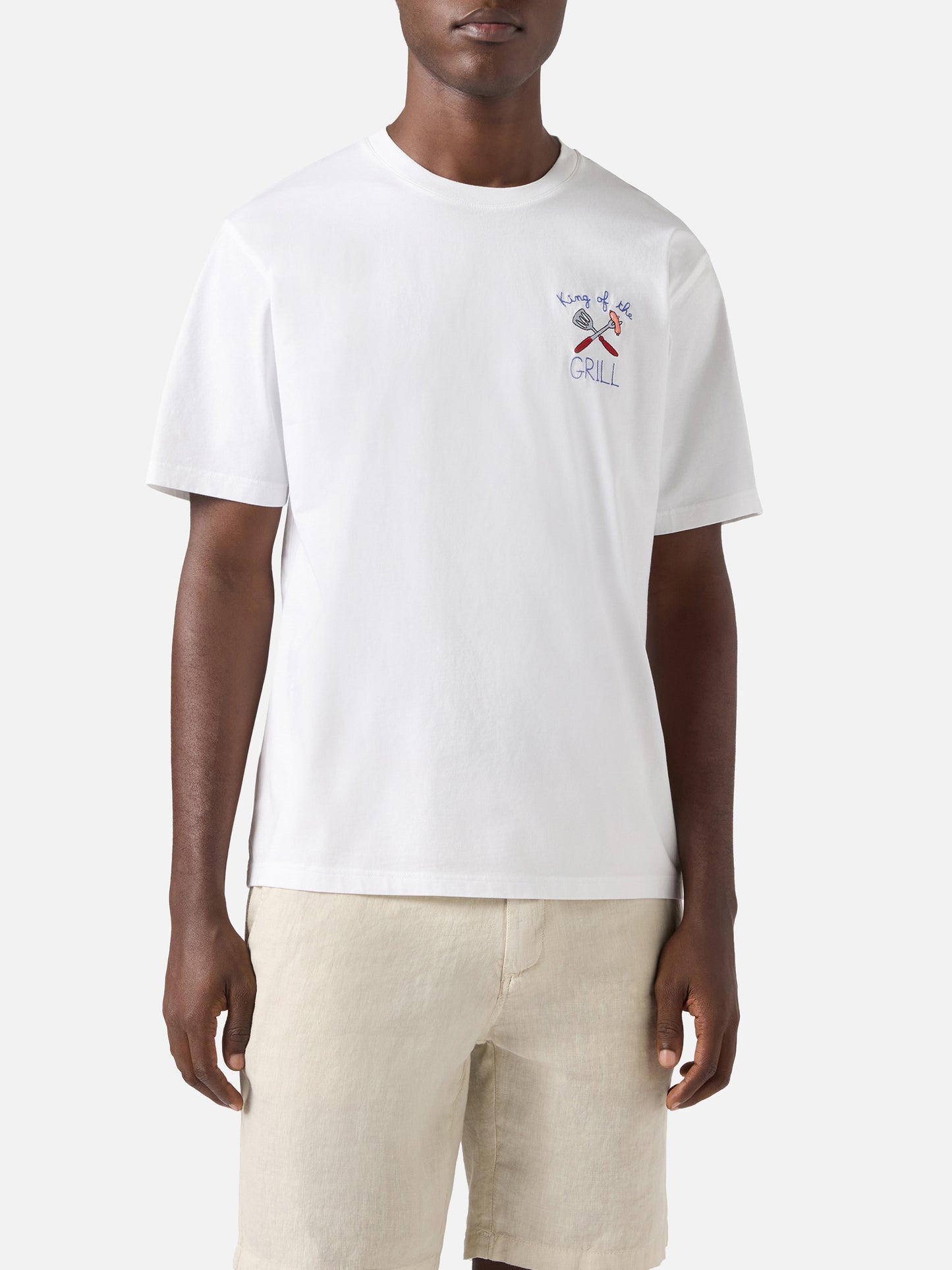 Camiseta Portofino blanca con bordado King Of The Grill 