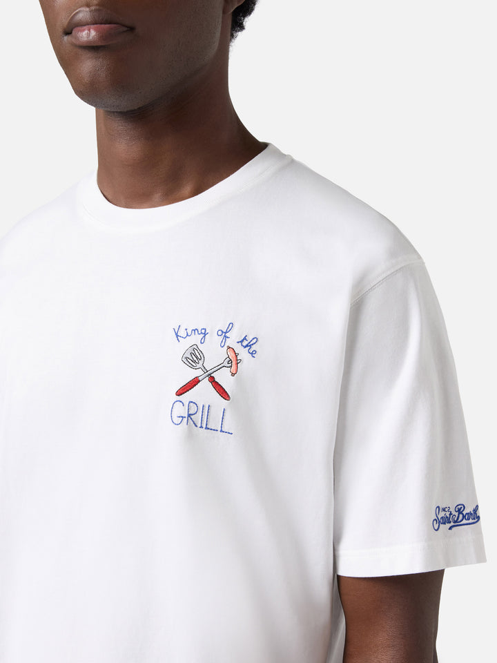T-shirt Portofino bianca con ricamo King Of The Grill